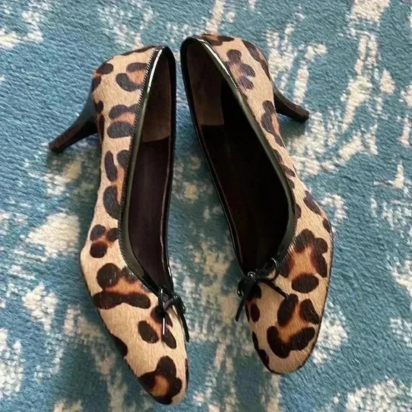 Boden, leather calf hair leopard print kitten heels 38 - Picture 4 of 7